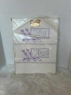 Retro His & Hers Embroidered Pillowcases in Lavender